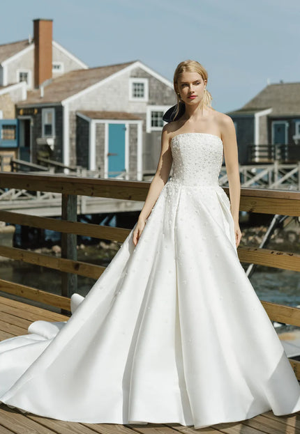 Anne Barge Darling Mikado Strapless Wedding Gown