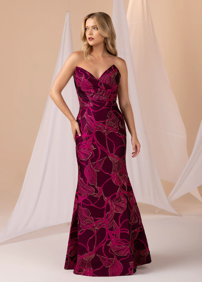 Anne Barge Freddie Jacquard Strapless Trumpet Gown