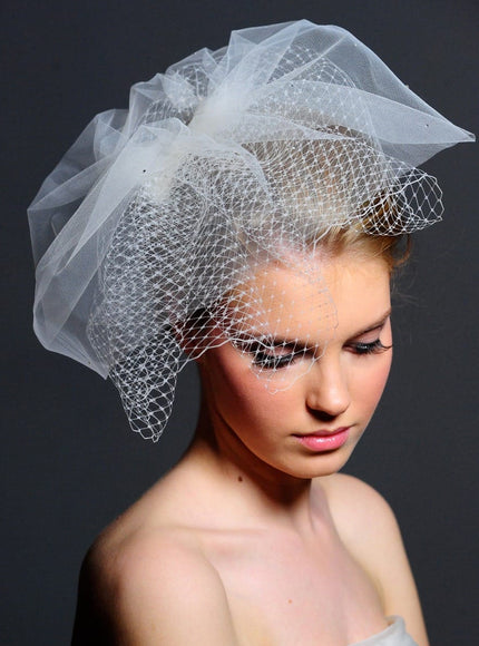 Antoinette Russian Netting and Tulle "Hat" Cage Veil