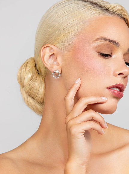 Quest Crystal and Pearl Stud Earrings