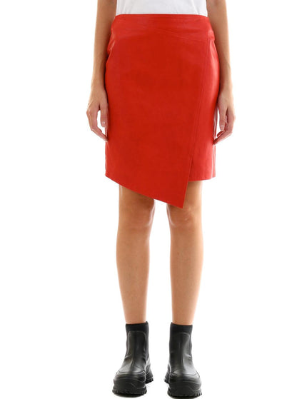 Arma Leather Miniskirt Red - Ellie Belle