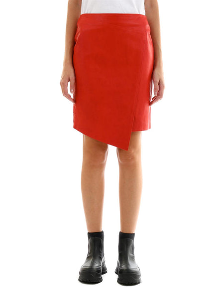 Arma Leather Miniskirt Red - Ellie Belle