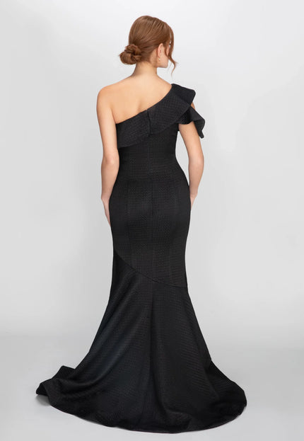 Anne Barge Athena One Shoulder Ruffle Gown