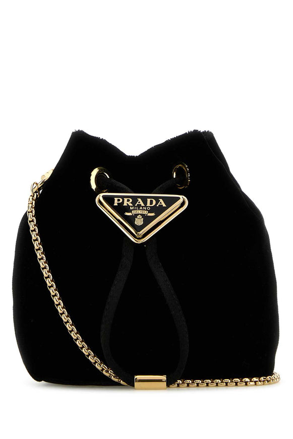 Prada Velvet Mini Bucket Bag in Black