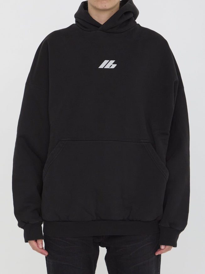 Balenciaga Activewear Crewneck Hoodie in Black - Ellie Belle