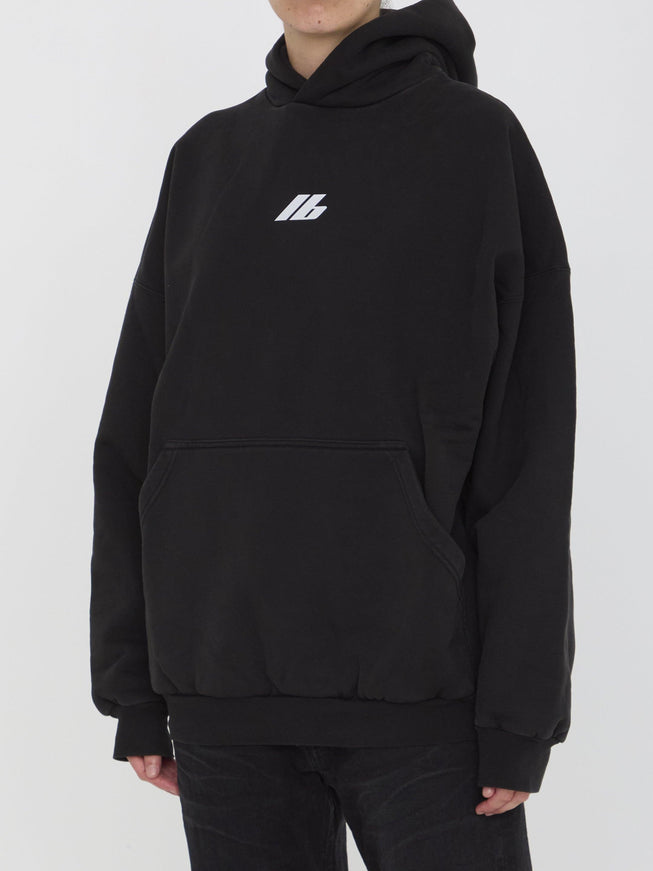 Balenciaga Activewear Crewneck Hoodie in Black - Ellie Belle