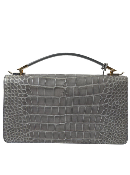 Balenciaga Alligator Leather Medium Shoulder Bag In Gris - Ellie Belle