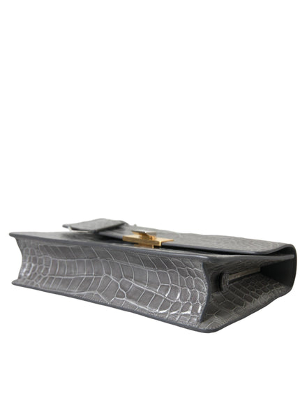 Balenciaga Alligator Leather Medium Shoulder Bag In Gris - Ellie Belle