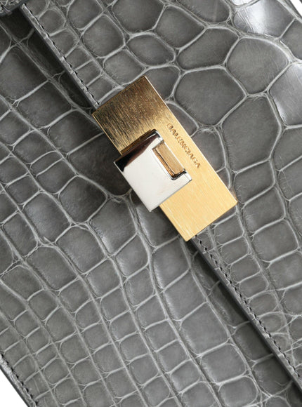 Balenciaga Alligator Leather Medium Shoulder Bag In Gris - Ellie Belle