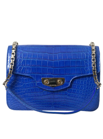 Balenciaga Alligator Leather Neo Classic Shoulder Bag In Blue - Ellie Belle