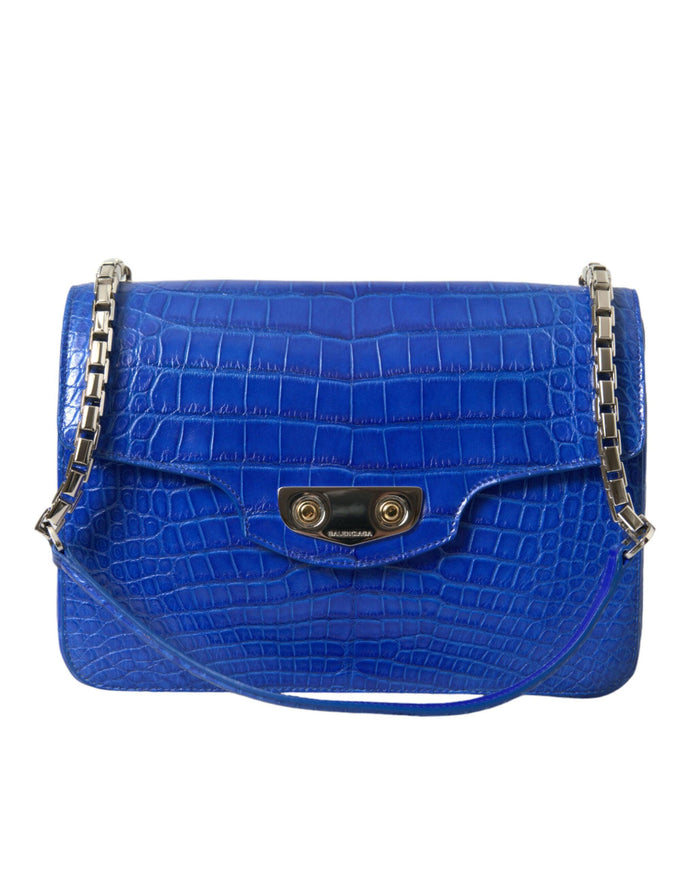 Balenciaga Alligator Leather Neo Classic Shoulder Bag In Blue - Ellie Belle