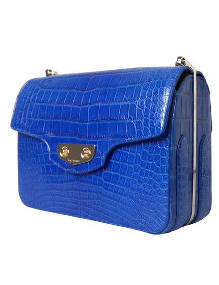 Balenciaga Alligator Leather Neo Classic Shoulder Bag In Blue - Ellie Belle
