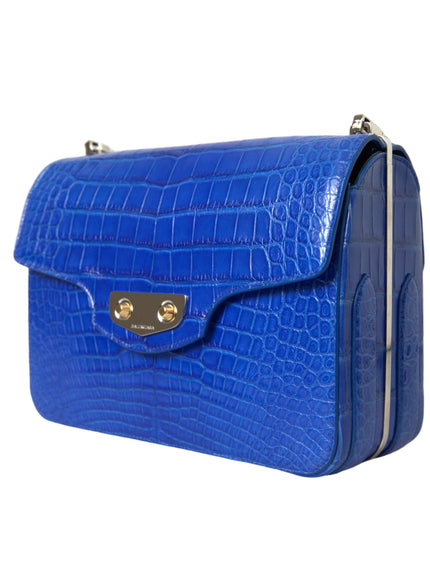 Balenciaga Alligator Leather Neo Classic Shoulder Bag In Blue - Ellie Belle