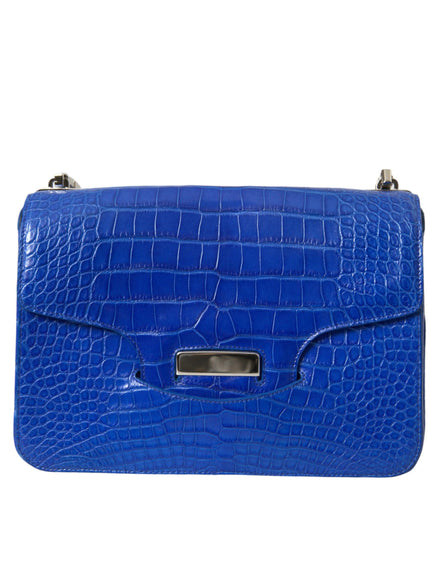 Balenciaga Alligator Leather Neo Classic Shoulder Bag In Blue - Ellie Belle