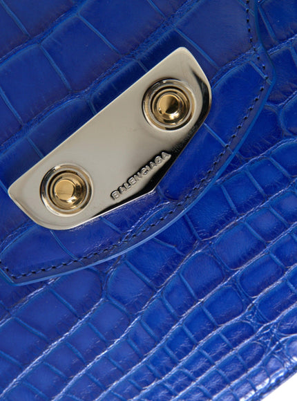 Balenciaga Alligator Leather Neo Classic Shoulder Bag In Blue - Ellie Belle