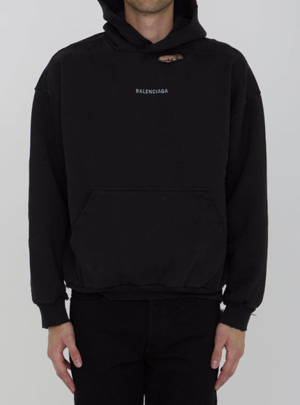 Balenciaga Black Logo Hoodie In Black - Ellie Belle