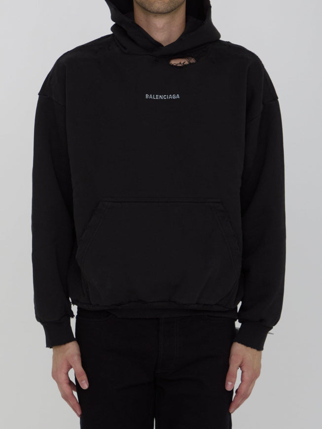 Balenciaga Black Logo Hoodie In Black - Ellie Belle