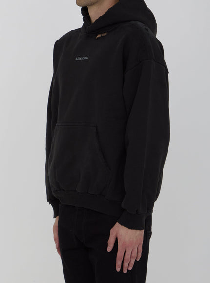 Balenciaga Black Logo Hoodie In Black - Ellie Belle