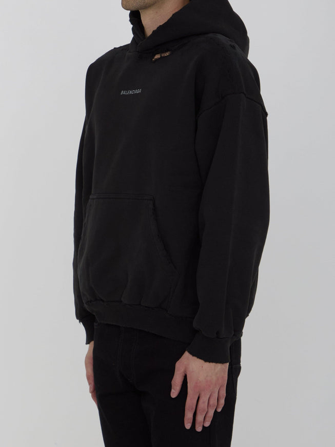 Balenciaga Black Logo Hoodie In Black - Ellie Belle