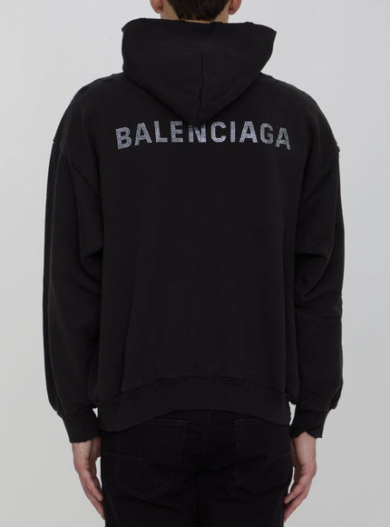 Balenciaga Black Logo Hoodie In Black - Ellie Belle