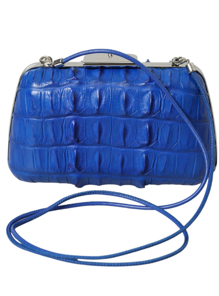 Balenciaga Croc Leather Clutch In Electric Blue - Ellie Belle