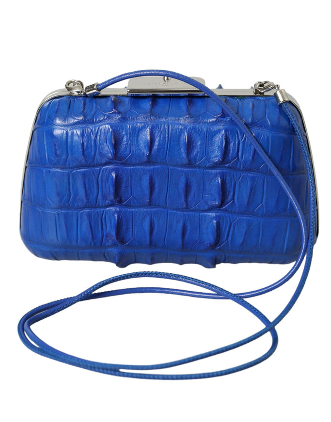 Balenciaga Croc Leather Clutch In Electric Blue - Ellie Belle