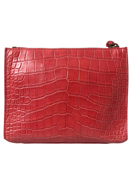 Balenciaga Exotic Red Alligator Leather Clutch - Ellie Belle