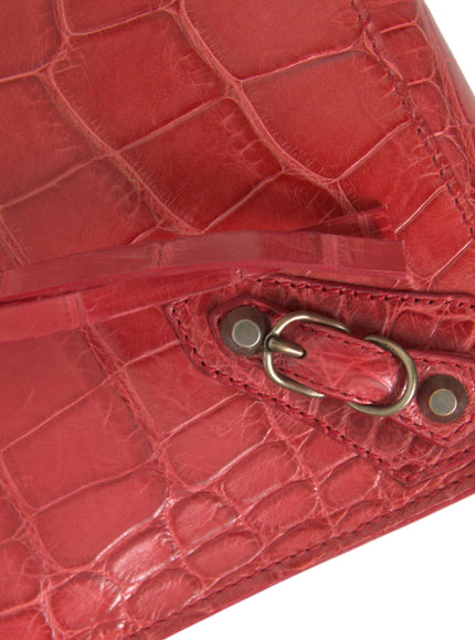 Balenciaga Exotic Red Alligator Leather Clutch - Ellie Belle