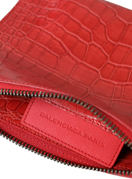 Balenciaga Exotic Red Alligator Leather Clutch - Ellie Belle