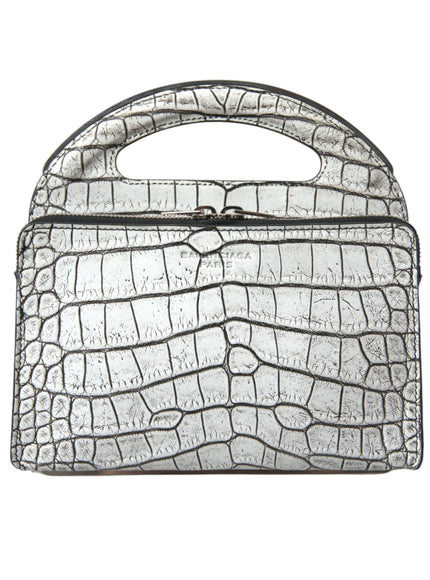 Balenciaga Gray Alligator Top Handle Mini Bag In Gris - Ellie Belle