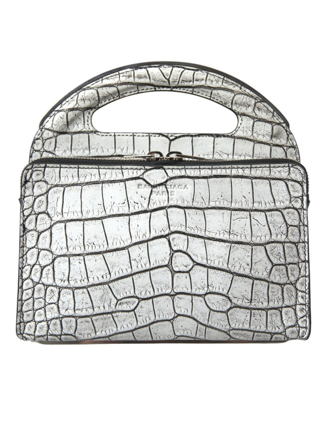 Balenciaga Gray Alligator Top Handle Mini Bag In Gris - Ellie Belle