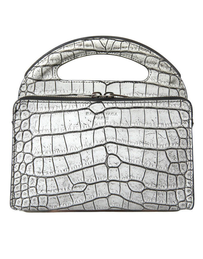 Balenciaga Gray Alligator Top Handle Mini Bag In Gris - Ellie Belle