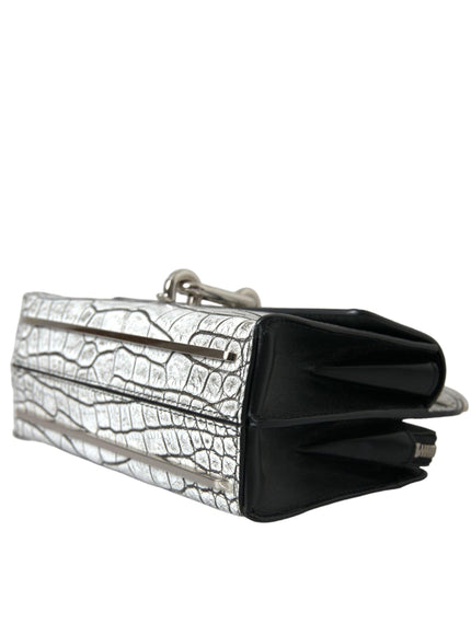 Balenciaga Gray Alligator Top Handle Mini Bag In Gris - Ellie Belle