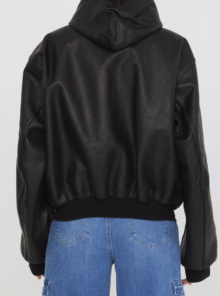 Balenciaga Hooded Leather Jacket in Black - Ellie Belle