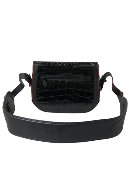 Balenciaga Leather Alligator Camera Bag In Noir - Ellie Belle