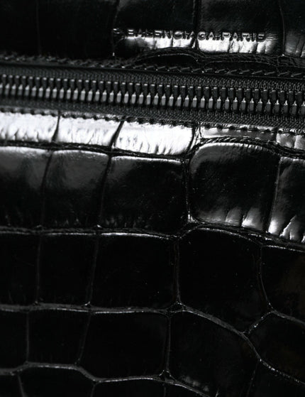 Balenciaga Leather Alligator Camera Bag In Noir - Ellie Belle