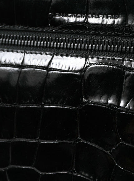 Balenciaga Leather Alligator Camera Bag In Noir - Ellie Belle