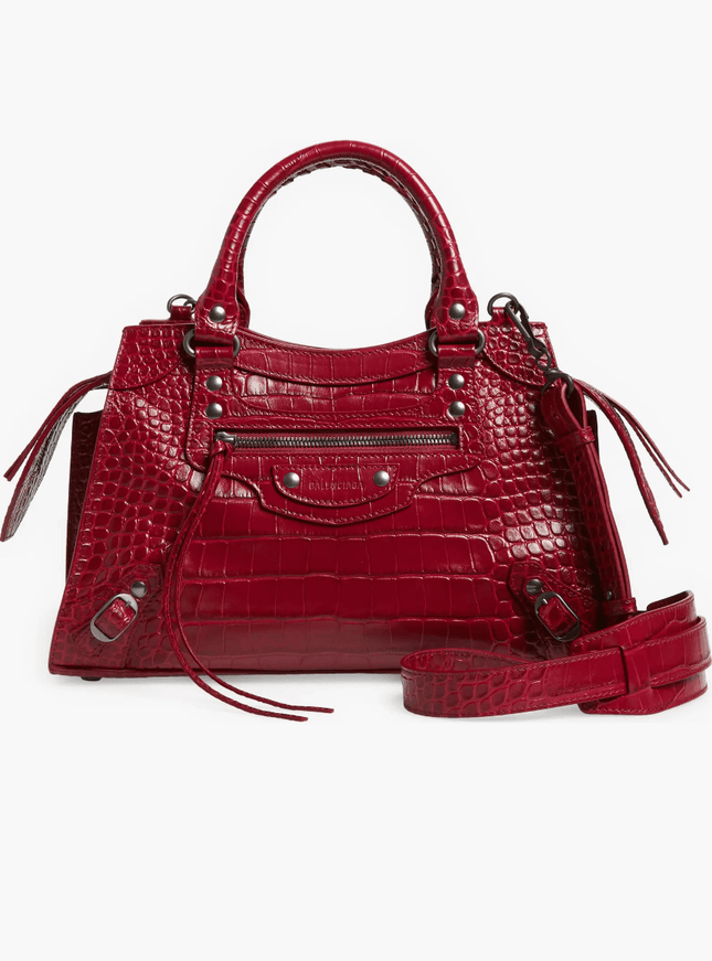 Balenciaga Neo Classic City Croc Embossed Leather Bag - Ellie Belle