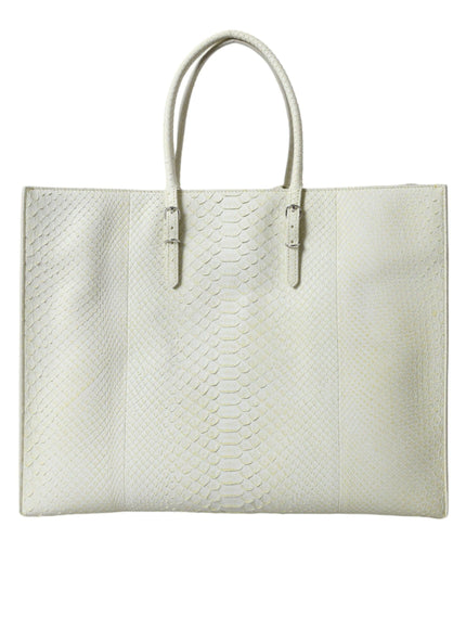 Balenciaga Papier A4 Python Leather Tote in White & Yellow - Ellie Belle