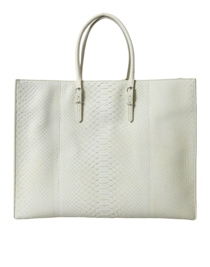 Balenciaga Papier A4 Python Leather Tote in White & Yellow - Ellie Belle