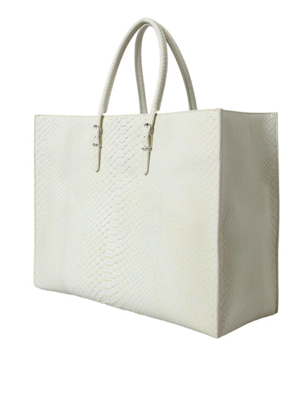 Balenciaga Papier A4 Python Leather Tote in White & Yellow - Ellie Belle