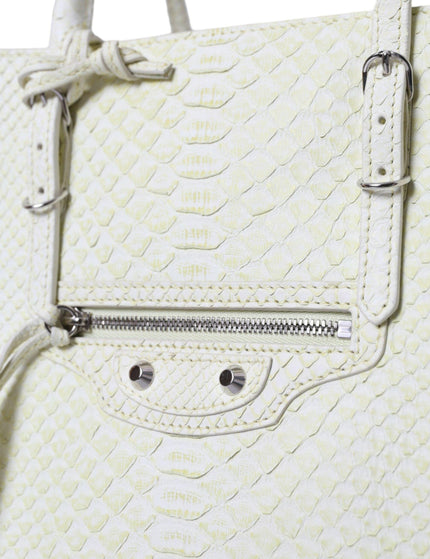 Balenciaga Papier A4 Python Leather Tote in White & Yellow - Ellie Belle
