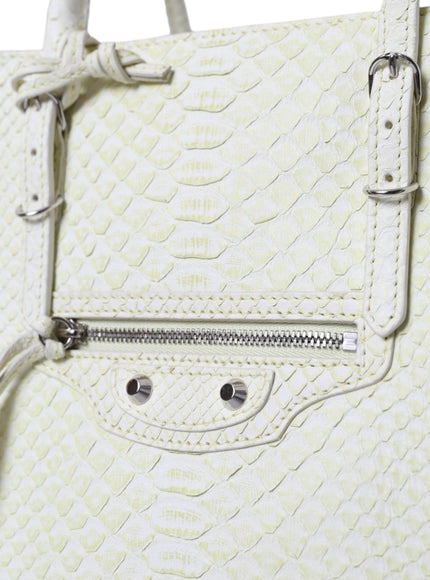 Balenciaga Papier A4 Python Leather Tote in White & Yellow - Ellie Belle