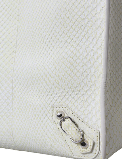 Balenciaga Papier A4 Python Leather Tote in White & Yellow - Ellie Belle