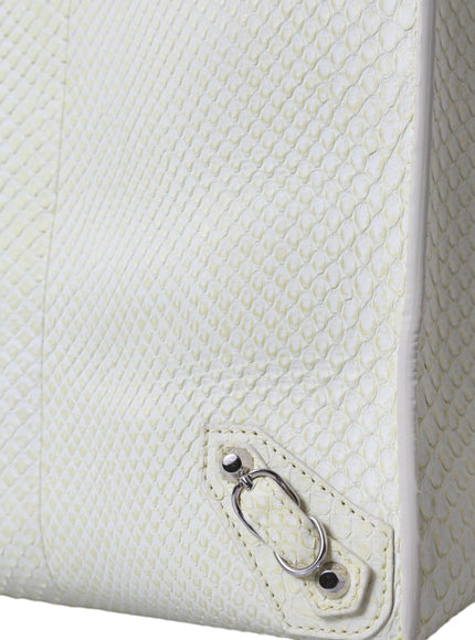 Balenciaga Papier A4 Python Leather Tote in White & Yellow - Ellie Belle