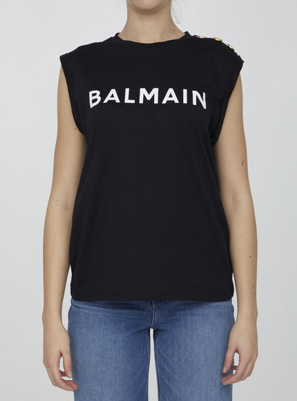 Balmain Black Top With Logo - Ellie Belle