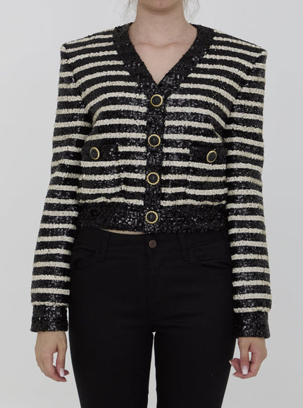 Balmain Button Sequined Cropped Jacket - Ellie Belle