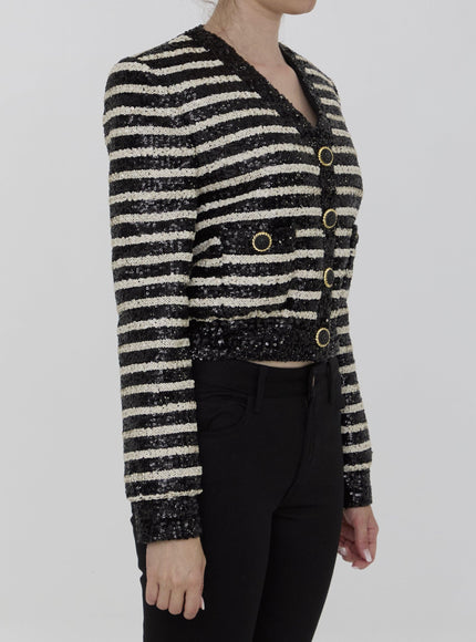 Balmain Button Sequined Cropped Jacket - Ellie Belle