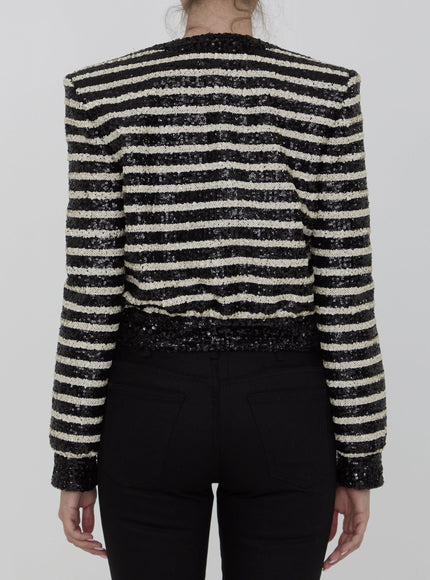 Balmain Button Sequined Cropped Jacket - Ellie Belle