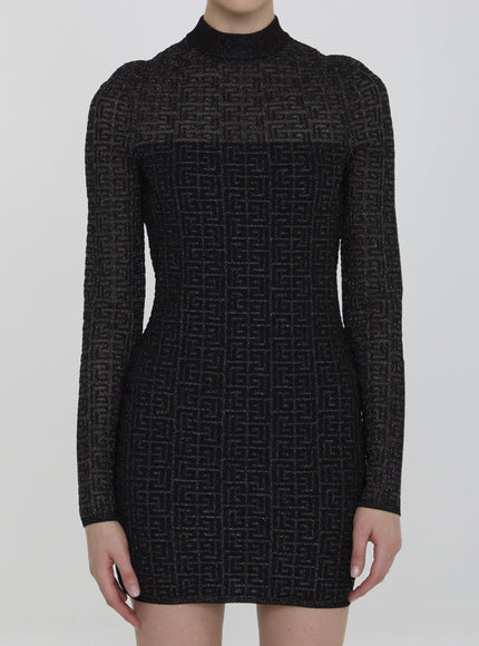 Balmain PB Labyrinth Knit Dress In Black - Ellie Belle